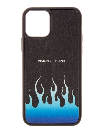Vision Of Super Black Iphone 11 Pro Case With Gradient Blue Flames