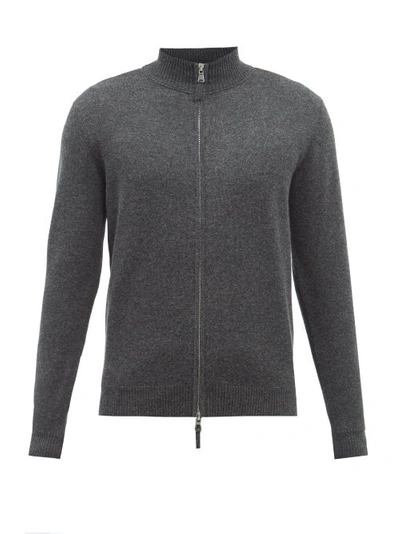 Allude Zipped Wool-blend Track Jacket In Dark Grey