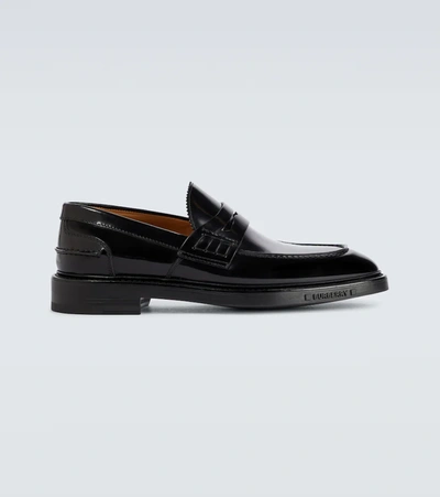 Burberry Elkerton Leather Penny Loafers In Black