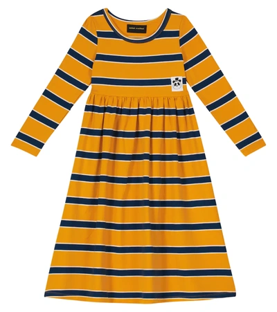 Mini Rodini Kids' Striped Long-sleeved Dress In Orange