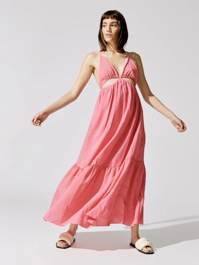 Jonathan Simkhai Calliope Solid Cut Out Dress - Guava - Size M In Pink