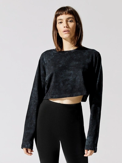 Cotton Citizen Tokyo Crop Long Sleeve - Graphite Crystal - Size Xs In Black