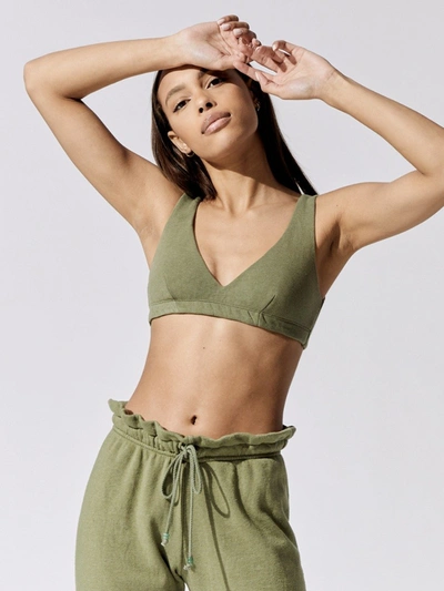 Donni Vintage Fleece Bralette - Basil - Size S In Green