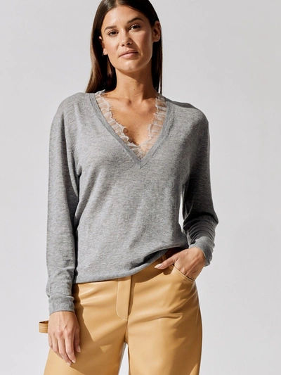 Iro Haby Lace Trim Sweater - Mixed Grey - Size Xs