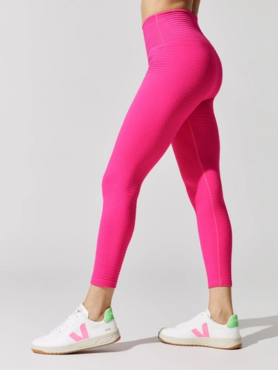 Carbon38 Jacquard High Rise 7/8 Legging - Fluorescent Pink - Size Xs