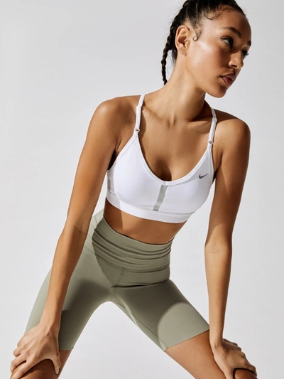 Nike Women's Light-support Padded V-neck Sports Bra - White/grey Fog/particle Grey - Size Xs