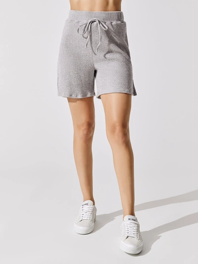 Carbon38 Brushed Ribbed Boyfriend Short - Heather Grey - Size Xxs In Gray