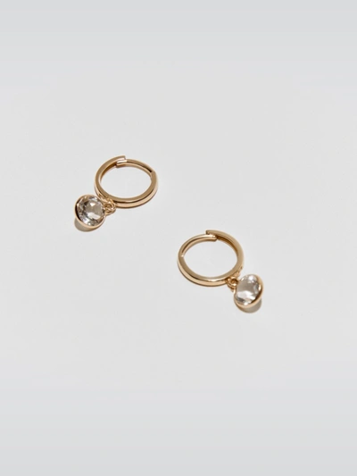 Loren Stewart Huggie Gemstone Earrings - 14 Kt Yellow Gold With White Topaz