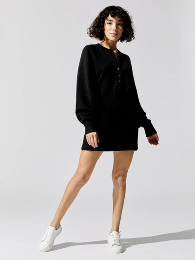 Marissa Webb So Uptight Plunge Henley Sweatshirt Dress - Black - Size Xs