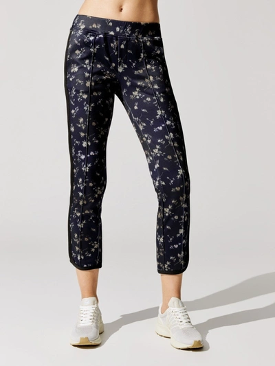 Pam & Gela Leo Ditsy Scalloped Crop Pant - Leo Ditsy Print - Size Xs In Blue