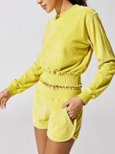 Pam & Gela Shirred Waist Crop Sweatshirt - Kiwi - Size Xs