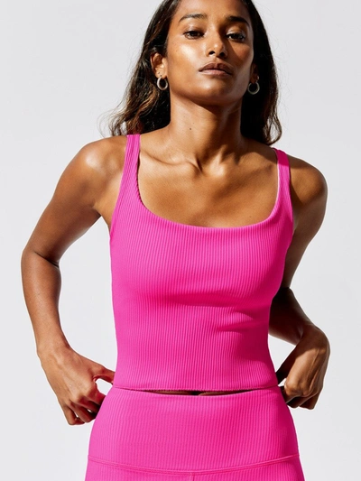 Carbon38 Ribbed Tank - Neon Pink - Size Xs