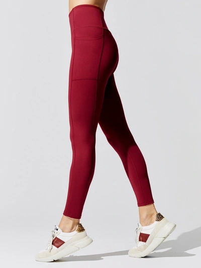 Carbon38 High Rise Full-length Legging With Pockets In Cloud Compression - Ruby Red - Size S