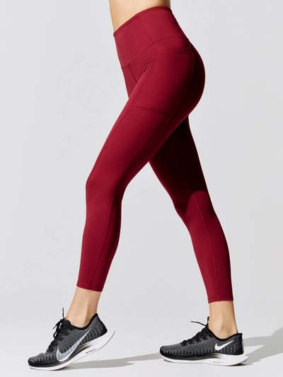 Carbon38 High Rise 7/8 Legging With Pockets In Cloud Compression - Ruby Red - Size Xs