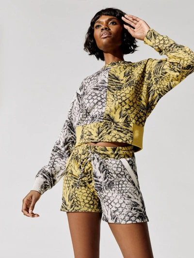 Twenty Montreal Pineapple Hyper Reality Knit Colorblock Sweatshirt - Ripe Sun/scour - Size Xs