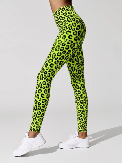 Adam Selman French Cut Legging - Neon Leopard - Size Xs In Green