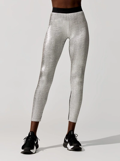 Paco Rabanne Pantalon Silver Metallic High Rise Leggings - Silver - Size M In Gray