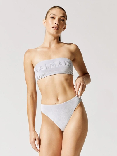Balmain Bandeau With Brief - Light Grey - Size 34 In Gray