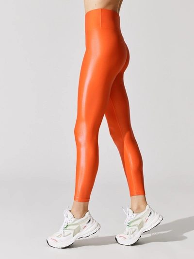 Carbon38 High Rise 7/8 Legging In Takara Shine - Electric Orange - Size Xxs