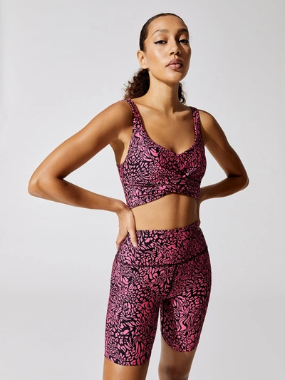 Carbon38 Swirly Leopard Printed Twist Front Cami - Electric Pink Swirly Leopard - Size Xxs