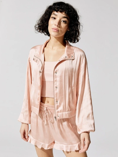 Carbon38 Satin Cropped Jacket - Putty Pink - Size Xs