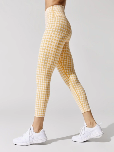 Carbon38 Houndstooth Jacquard 7/8 Legging - Pale Apricot/ White - Size Xs