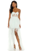 For Love & Lemons X Revolve Bustier Hi Low Gown In Blue
