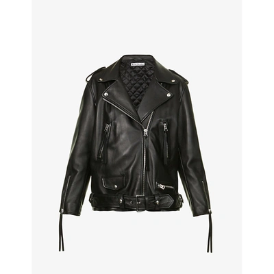 Acne Studios Womens Black New Myrtle Belted Leather Jacket 14