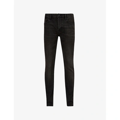 Allsaints Mens Washed Black Cigarette Mid-rise Skinny Jeans 28 In Jet Black