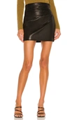 The Sei Leather Gathered Mini Skirt In 黑色