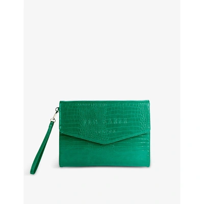 Ted Baker Womens Emerald Crocey Croc-effect Faux-leather Clutch 1 Size