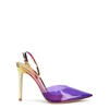 Gianvito Rossi Ribbon 105 Metallic Leather And Pvc Slingback Pumps In Violet