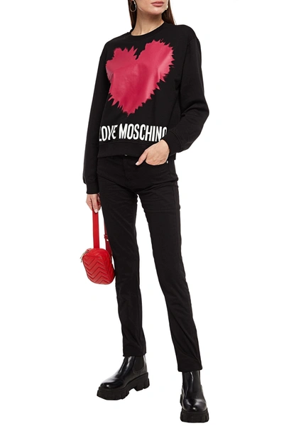 Love Moschino Printed Mid-rise Skinny Jeans In Black