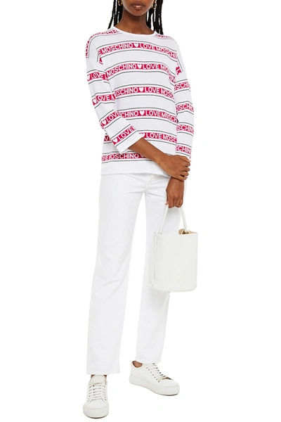Love Moschino Jacquard-knit Sweater In White