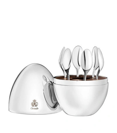 Christofle Mood Espresso Silver-plated Spoons In Silver-plated Egg Set Of Six In Metallic