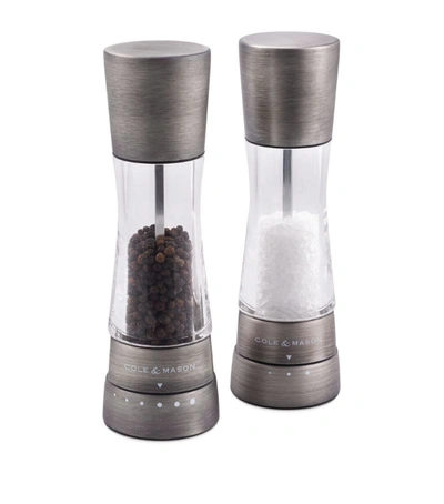 Cole & Mason Titanium Derwent Salt And Pepper Mills In Metallic