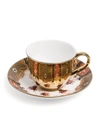 Richard Brendon Dragon Flower Teacup And Saucer Set In Gold Multi Colour