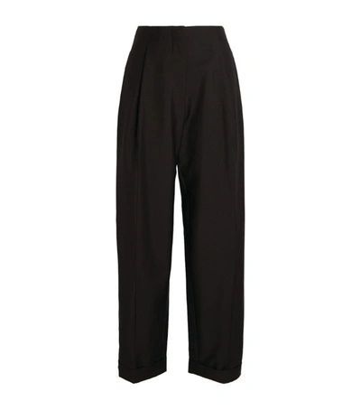 Roksanda Alexia Pleated Wool And Mohair-blend Tapered Pants In Black