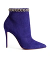 CHRISTIAN LOUBOUTIN SUEDE BOOTY CHAIN ANKLE BOOTS 100,17340150