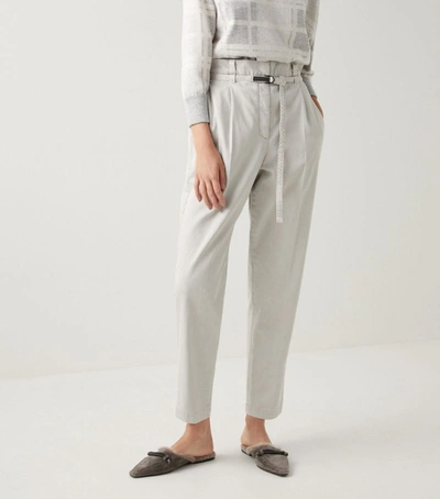 Brunello Cucinelli Cotton-blend Straight-leg Trousers In Grey