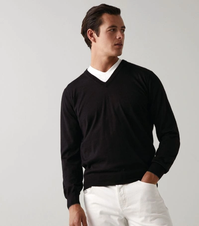 Brunello Cucinelli Cashmere-silk V-neck Sweater In Black