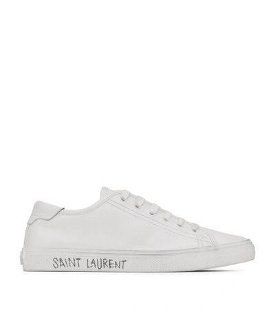 Saint Laurent Leather Sneakers In White