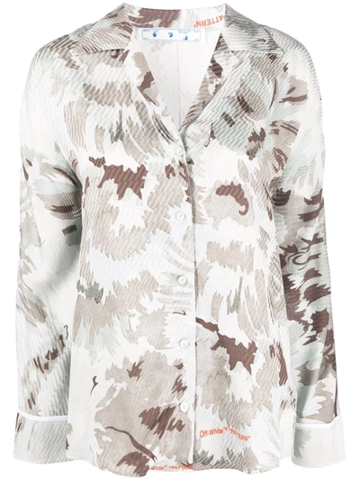 Off-white Abstract Floral-print Shirt In Grey