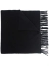 Moncler Logo-patch Fringed Winter Scarf In Black