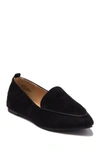 Chase & Chloe Pointy Toe Loafer In Black Suede