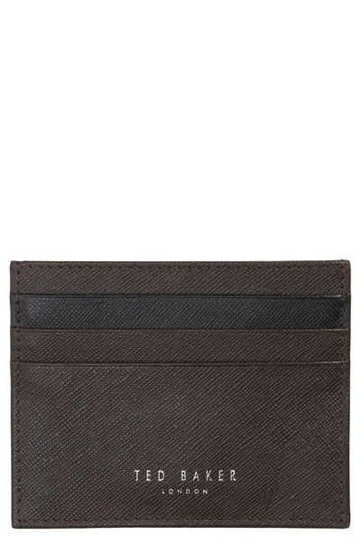 Ted Baker Carage Leather Card Holder In Brown Chocolate