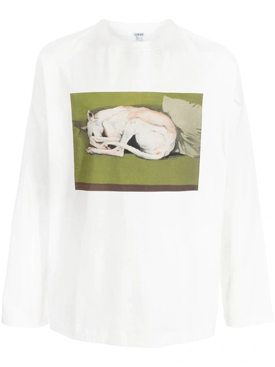 Loewe Greyhound-print Cotton T-shirt In White