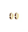Tory Burch Miller Stud Leather Hoop Earring In Tory Gold / Tempranillo