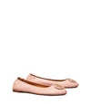 Tory Burch Ballerina Mit Mehrfarbigem Logo In Shell Pink/black