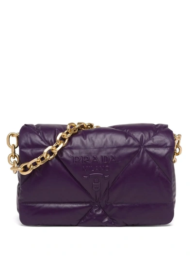 Prada Padded Nappa Leather Shoulder Bag In Violet